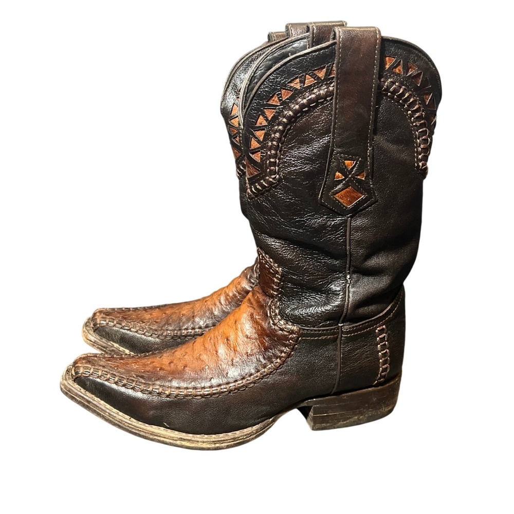 Cuadra Cowboy Boots Mens 8.5 Brown Ostrich Leather Exotic Western Square Toe